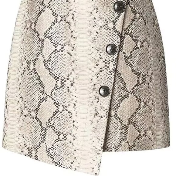 NWOT Olivia Palermo x BR Snake-Effect Italian Leather Button-Wrap Skirt - Picture 16 of 16